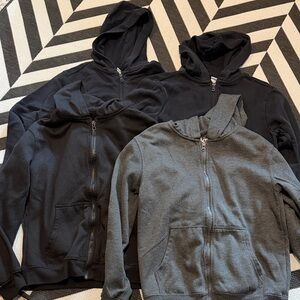 4 Black and Gray Zip-Up Hoodies